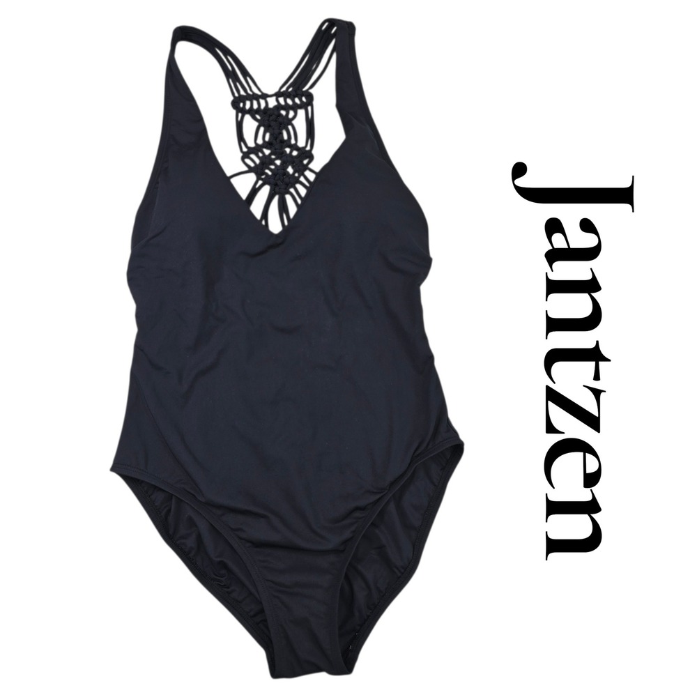 Jantzen Black One-Piece Swimsuit with Macramé Back
